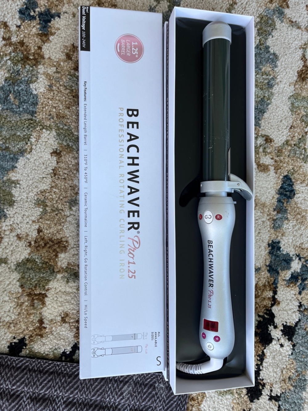 BEACHWAVER Pro 1.25" Silver Ceramic Rotating Curling Iron - Silver